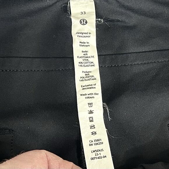 Lululemon Womens 33 City Sleek Wide Leg Trouser Pants Black Stretch Cotton Blend - Picture 3 of 5